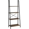 imageNovilla Bookshelf 4Tier Bookcase Freestanding Storage Ladder Shelves for HomeOfficeLiving RoomBalconyBedroom BrownWalnut