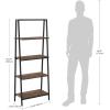 imageNovilla Bookshelf 4Tier Bookcase Freestanding Storage Ladder Shelves for HomeOfficeLiving RoomBalconyBedroom BrownWalnut