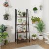 imageNovilla Bookshelf 4Tier Bookcase Freestanding Storage Ladder Shelves for HomeOfficeLiving RoomBalconyBedroom BrownWalnut