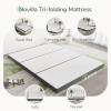 imageNovilla Foldable Mattress Single Size Comfort Foam Trifold Mattress with Cloud Design Cover 4 Inch Folding Mattress for Back Pain Relief Suitable for Camping RV TravelLight Grey