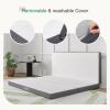 imageNovilla Foldable Mattress Single Size Comfort Foam Trifold Mattress with Cloud Design Cover 4 Inch Folding Mattress for Back Pain Relief Suitable for Camping RV TravelLight Grey