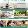 imageNovilla Foldable Mattress Single Size Comfort Foam Trifold Mattress with Cloud Design Cover 4 Inch Folding Mattress for Back Pain Relief Suitable for Camping RV TravelDark Grey