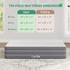 imageNovilla Foldable Mattress Single Size Comfort Foam Trifold Mattress with Cloud Design Cover 4 Inch Folding Mattress for Back Pain Relief Suitable for Camping RV TravelDark Grey