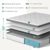 imageNovilla Full Mattress 12 Inch Hybrid Mattress in a Box Innerspring Mattresses with Gel Memory Foam for a Cool Sleep Pressure Relief Medium Firm with Pillow Top GrooveWhite  Grey