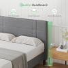 imageNovilla Full Size Bed Frame Upholstered Platform Bed Frame Full Bed Frame with Headboard No Box Spring Needed NoiseFree Easy Assembly GrayDrak Grey