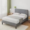 imageNovilla Full Size Bed Frame Upholstered Platform Bed Frame Full Bed Frame with Headboard No Box Spring Needed NoiseFree Easy Assembly GrayDrak Grey