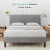 imageNovilla Full Size Bed Frame Upholstered Platform Bed Frame Full Bed Frame with Headboard No Box Spring Needed NoiseFree Easy Assembly GrayDrak Grey