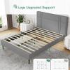 imageNovilla Full Size Bed Frame Upholstered Platform Bed Frame Full Bed Frame with Headboard No Box Spring Needed NoiseFree Easy Assembly GrayDrak Grey