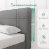 imageNovilla Full Size Bed Frame Upholstered Platform Bed Frame Full Bed Frame with Headboard No Box Spring Needed NoiseFree Easy Assembly GrayDrak Grey