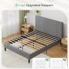 imageNovilla Full Size Bed Frame Upholstered Platform Bed Frame Full Bed Frame with Headboard No Box Spring Needed NoiseFree Easy Assembly GrayDrak Grey