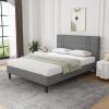 imageNovilla Full Size Bed Frame Upholstered Platform Bed Frame Full Bed Frame with Headboard No Box Spring Needed NoiseFree Easy Assembly GrayDrak Grey