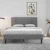 imageNovilla Full Size Bed Frame Upholstered Platform Bed Frame Full Bed Frame with Headboard No Box Spring Needed NoiseFree Easy Assembly GrayGrey