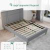 imageNovilla Full Size Bed Frame Upholstered Platform Bed Frame Full Bed Frame with Headboard No Box Spring Needed NoiseFree Easy Assembly GrayGrey