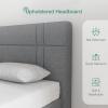 imageNovilla Full Size Bed Frame Upholstered Platform Bed Frame Full Bed Frame with Headboard No Box Spring Needed NoiseFree Easy Assembly GrayGrey