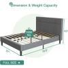 imageNovilla Full Size Bed Frame Upholstered Platform Bed Frame Full Bed Frame with Headboard No Box Spring Needed NoiseFree Easy Assembly GrayGrey