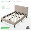 imageNovilla Full Size Bed Frame Upholstered Platform Bed Frame Full Bed Frame with Headboard No Box Spring Needed NoiseFree Easy Assembly GrayLight Beige