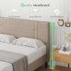 imageNovilla Full Size Bed Frame Upholstered Platform Bed Frame Full Bed Frame with Headboard No Box Spring Needed NoiseFree Easy Assembly GrayLight Beige