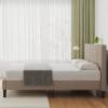 imageNovilla Full Size Bed Frame Upholstered Platform Bed Frame Full Bed Frame with Headboard No Box Spring Needed NoiseFree Easy Assembly GrayLight Beige