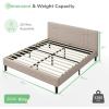 imageNovilla Full Size Bed Frame Upholstered Platform Bed Frame Full Bed Frame with Headboard No Box Spring Needed NoiseFree Easy Assembly GrayLight Beige