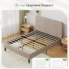 imageNovilla Full Size Bed Frame Upholstered Platform Bed Frame Full Bed Frame with Headboard No Box Spring Needed NoiseFree Easy Assembly GrayLight Beige