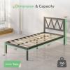 imageNovilla Full Size Bed Frame with Headboard Metal Platform Bed Frame Heavy Duty No Box Spring Needed Wood Slat Support Easy Assembly WhiteBlack