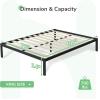 imageNovilla Full Size Bed Frame with Headboard Metal Platform Bed Frame Heavy Duty No Box Spring Needed Wood Slat Support Easy Assembly WhiteBlack