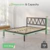 imageNovilla Full Size Bed Frame with Headboard Metal Platform Bed Frame Heavy Duty No Box Spring Needed Wood Slat Support Easy Assembly WhiteBlack