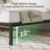 imageNovilla Full Size Bed Frame with Headboard Metal Platform Bed Frame Heavy Duty No Box Spring Needed Wood Slat Support Easy Assembly WhiteBlack