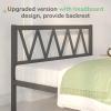 imageNovilla Full Size Bed Frame with Headboard Metal Platform Bed Frame Heavy Duty No Box Spring Needed Wood Slat Support Easy Assembly WhiteBlack