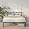imageNovilla Full Size Bed Frame with Headboard Metal Platform Bed Frame Heavy Duty No Box Spring Needed Wood Slat Support Easy Assembly WhiteBlack