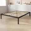 imageNovilla Full Size Bed Frame with Headboard Metal Platform Bed Frame Heavy Duty No Box Spring Needed Wood Slat Support Easy Assembly WhiteBlack