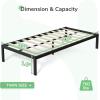 imageNovilla Full Size Bed Frame with Headboard Metal Platform Bed Frame Heavy Duty No Box Spring Needed Wood Slat Support Easy Assembly WhiteBlack