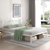 imageNovilla Full Size Bed Frame with Headboard Metal Platform Bed Frame Heavy Duty No Box Spring Needed Wood Slat Support Easy Assembly WhiteCream White