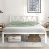 imageNovilla Full Size Bed Frame with Headboard Metal Platform Bed Frame Heavy Duty No Box Spring Needed Wood Slat Support Easy Assembly WhiteCream White