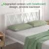 imageNovilla Full Size Bed Frame with Headboard Metal Platform Bed Frame Heavy Duty No Box Spring Needed Wood Slat Support Easy Assembly WhiteCream White