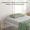 imageNovilla Full Size Bed Frame with Headboard Metal Platform Bed Frame Heavy Duty No Box Spring Needed Wood Slat Support Easy Assembly WhiteCream White