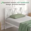 imageNovilla Full Size Bed Frame with Headboard Metal Platform Bed Frame Heavy Duty No Box Spring Needed Wood Slat Support Easy Assembly WhiteCream White