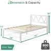 imageNovilla Full Size Bed Frame with Headboard Metal Platform Bed Frame Heavy Duty No Box Spring Needed Wood Slat Support Easy Assembly WhiteCream White