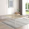 imageNovilla Full Size Bed Frame with Headboard Metal Platform Bed Frame Heavy Duty No Box Spring Needed Wood Slat Support Easy Assembly WhiteCream White