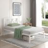 imageNovilla Full Size Bed Frame with Headboard Metal Platform Bed Frame Heavy Duty No Box Spring Needed Wood Slat Support Easy Assembly WhiteCream White