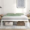 imageNovilla Full Size Bed Frame with Headboard Metal Platform Bed Frame Heavy Duty No Box Spring Needed Wood Slat Support Easy Assembly WhiteCream White