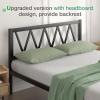 imageNovilla Full Size Bed Frame with Headboard Metal Platform Bed Frame Heavy Duty No Box Spring Needed Wood Slat Support Easy Assembly WhiteDark Black