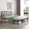 imageNovilla Full Size Bed Frame with Headboard Metal Platform Bed Frame Heavy Duty No Box Spring Needed Wood Slat Support Easy Assembly WhiteDark Black