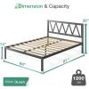 imageNovilla Full Size Bed Frame with Headboard Metal Platform Bed Frame Heavy Duty No Box Spring Needed Wood Slat Support Easy Assembly WhiteDark Black