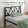 imageNovilla Full Size Bed Frame with Headboard Metal Platform Bed Frame Heavy Duty No Box Spring Needed Wood Slat Support Easy Assembly WhiteDark Black
