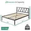 imageNovilla Full Size Bed Frame with Headboard Metal Platform Bed Frame Heavy Duty No Box Spring Needed Wood Slat Support Easy Assembly WhiteDark Black