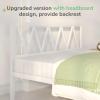 imageNovilla Full Size Bed Frame with Headboard Metal Platform Bed Frame Heavy Duty No Box Spring Needed Wood Slat Support Easy Assembly WhiteWhite