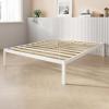 imageNovilla Full Size Bed Frame with Headboard Metal Platform Bed Frame Heavy Duty No Box Spring Needed Wood Slat Support Easy Assembly WhiteWhite