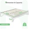 imageNovilla Full Size Bed Frame with Headboard Metal Platform Bed Frame Heavy Duty No Box Spring Needed Wood Slat Support Easy Assembly WhiteWhite