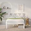 imageNovilla Full Size Bed Frame with Headboard Metal Platform Bed Frame Heavy Duty No Box Spring Needed Wood Slat Support Easy Assembly WhiteWhite